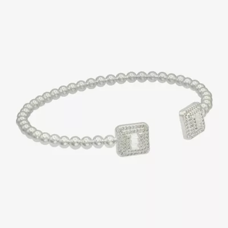 Sparkle Allure Womens Cubic Zirconia Pure Silver Over Brass Cuff Bracelet