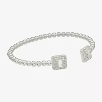 Sparkle Allure Womens Cubic Zirconia Pure Silver Over Brass Cuff Bracelet