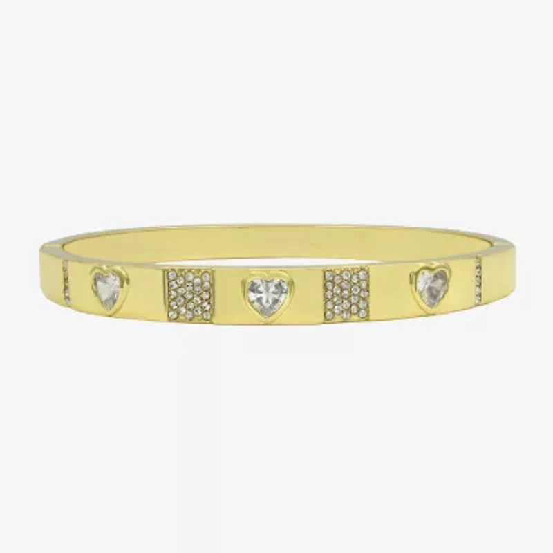 Sparkle Allure Womens Cubic Zirconia 14K Gold Over Brass Heart Bangle Bracelet