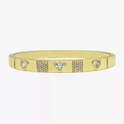 Sparkle Allure Womens Cubic Zirconia 14K Gold Over Brass Heart Bangle Bracelet