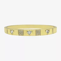 Sparkle Allure Womens Cubic Zirconia 14K Gold Over Brass Heart Bangle Bracelet