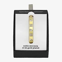 Sparkle Allure Womens Cubic Zirconia 14K Gold Over Brass Heart Bangle Bracelet