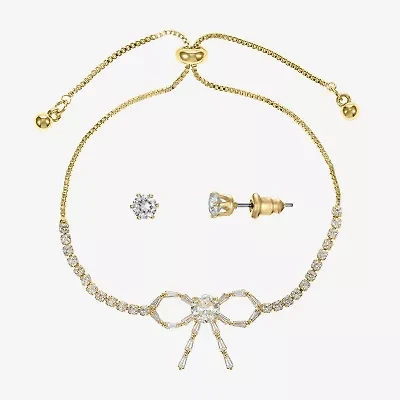 Sparkle Allure Womens Cubic Zirconia 14K Gold Over Brass Bow 11 Inch Tennis Bracelet