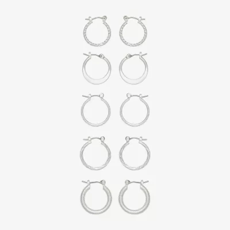 Mixit Womens Stainless Steel Hypoallergenic 5 Pair Earring Set