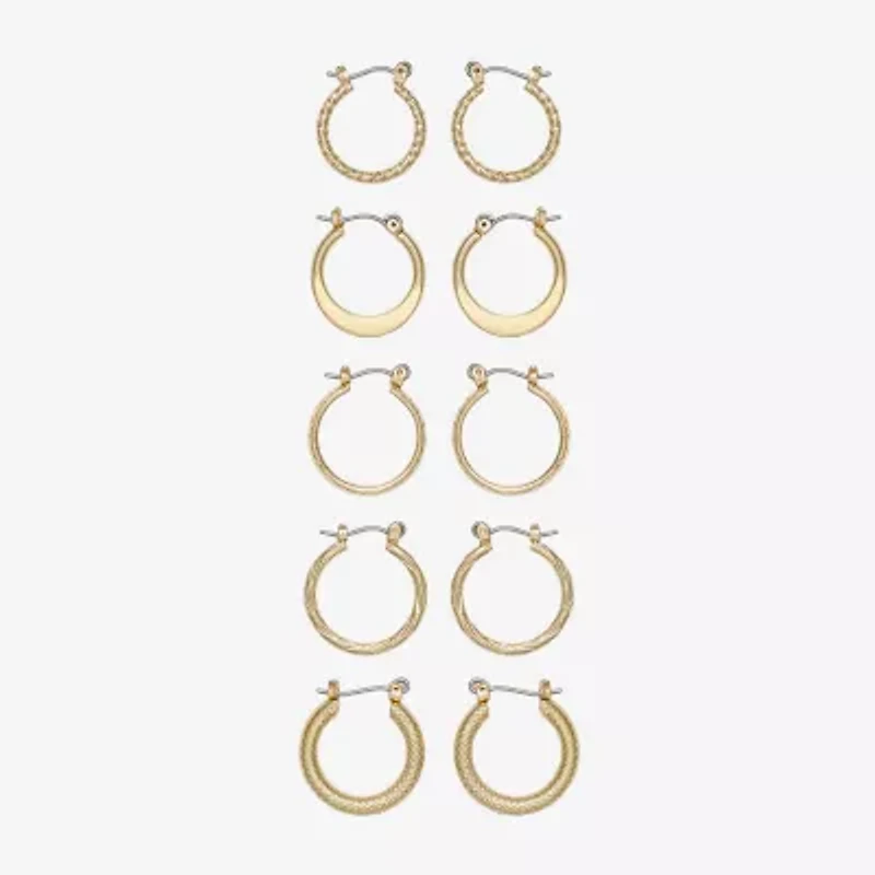 Mixit Womens Stainless Steel Hypoallergenic 5 Pair Earring Set