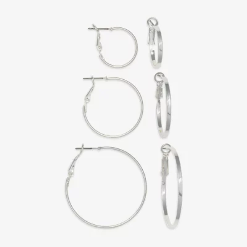 Mixit Womens Stainless Steel 3 Pair Earring Set