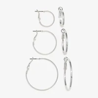 Mixit Womens Stainless Steel 3 Pair Earring Set