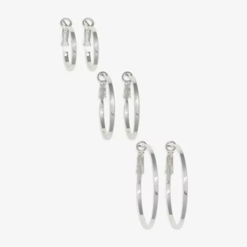 Mixit Womens Stainless Steel 3 Pair Earring Set
