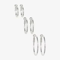 Mixit Womens Stainless Steel 3 Pair Earring Set