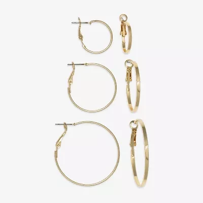 Mixit Womens Stainless Steel 3 Pair Earring Set