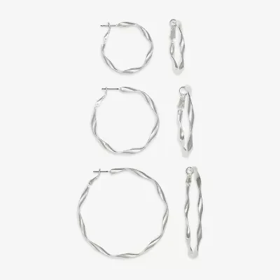 Mixit Womens Stainless Steel 3 Pair Earring Set