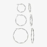 Mixit Womens Stainless Steel 3 Pair Earring Set