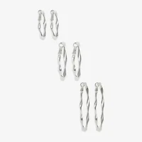 Mixit Womens Stainless Steel 3 Pair Earring Set