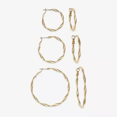 Mixit Womens Stainless Steel 3 Pair Earring Set