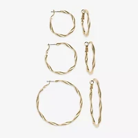 Mixit Womens Stainless Steel 3 Pair Earring Set
