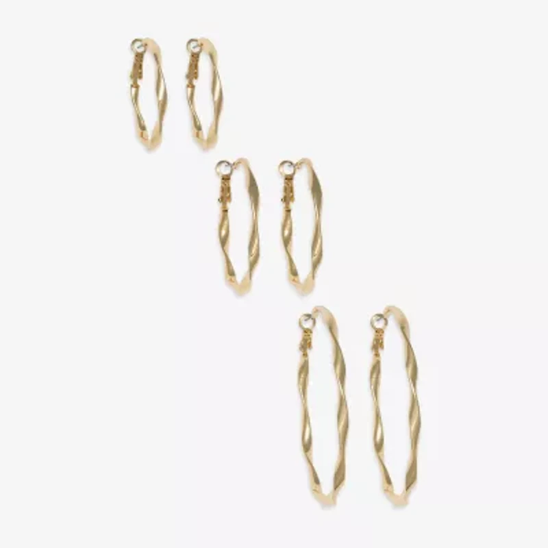 Mixit Womens Stainless Steel 3 Pair Earring Set