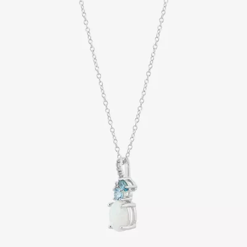 Limited Quantities! Womens Lab Created White Opal Sterling Silver 18 Inch Pendant Necklace