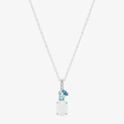 Limited Quantities! Womens Lab Created White Opal Sterling Silver 18 Inch Pendant Necklace