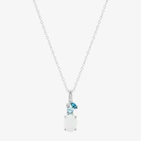 Limited Quantities! Womens Lab Created White Opal Sterling Silver 18 Inch Pendant Necklace