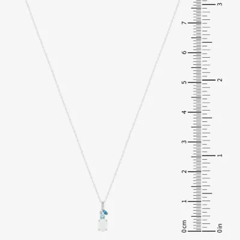 Limited Quantities! Womens Lab Created White Opal Sterling Silver 18 Inch Pendant Necklace