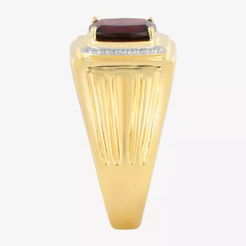Mens 1/10 CT. T.W. Genuine Red Garnet 14K Gold Over Silver Fashion Ring