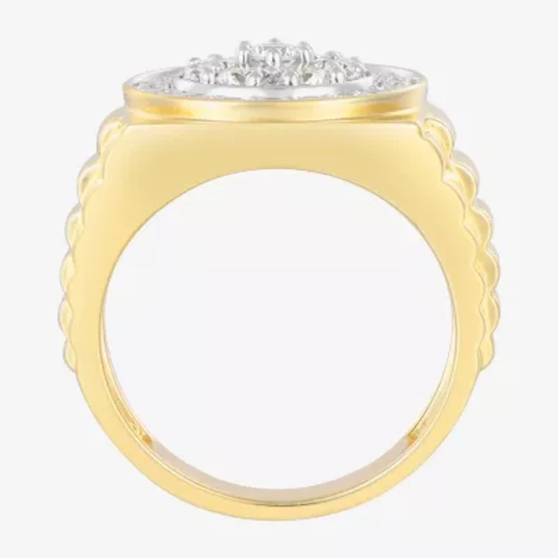 Mens 1 3/4 CT. T.W. Natural White Diamond 14K Gold Over Silver Fashion Ring