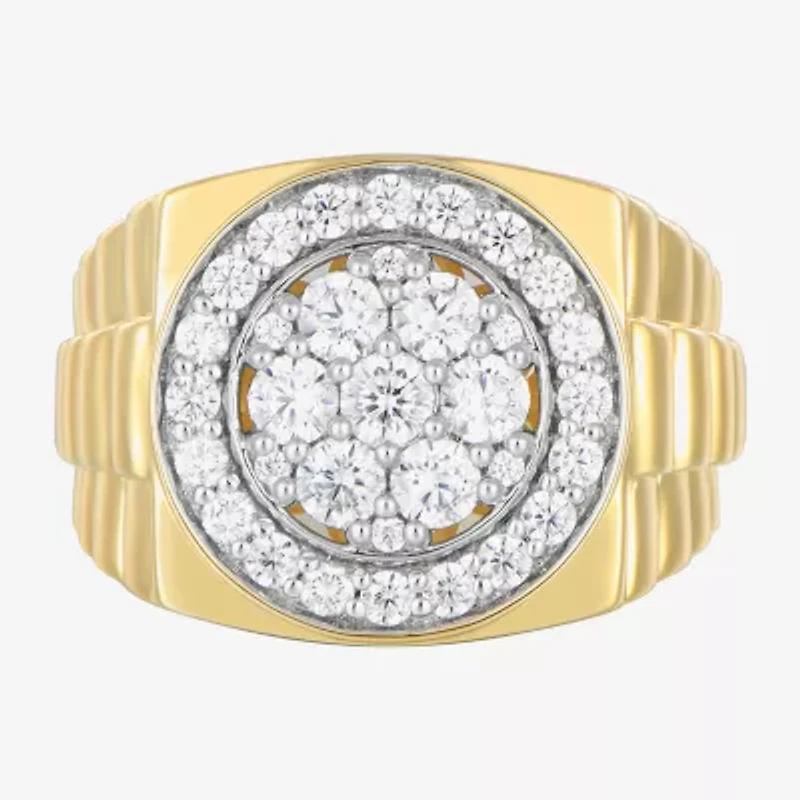 Mens 1 3/4 CT. T.W. Natural White Diamond 14K Gold Over Silver Fashion Ring
