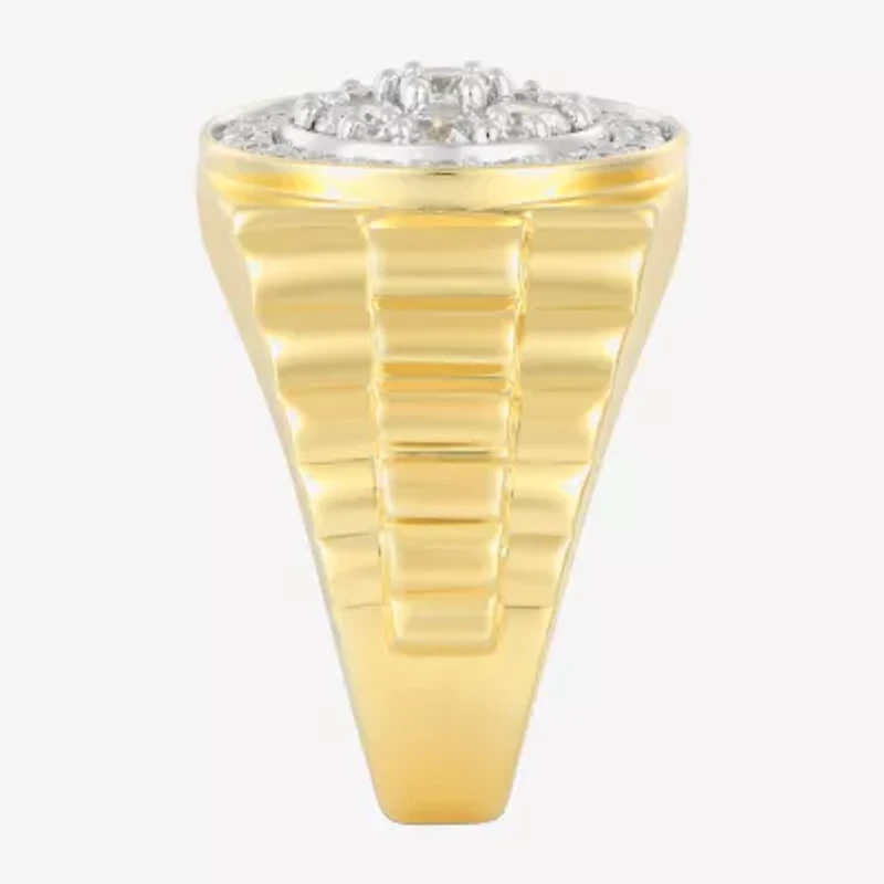 Mens 1 3/4 CT. T.W. Natural White Diamond 14K Gold Over Silver Fashion Ring
