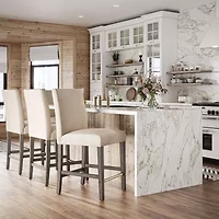 Corliving Laura Counter Height Upholstered Bar Stool