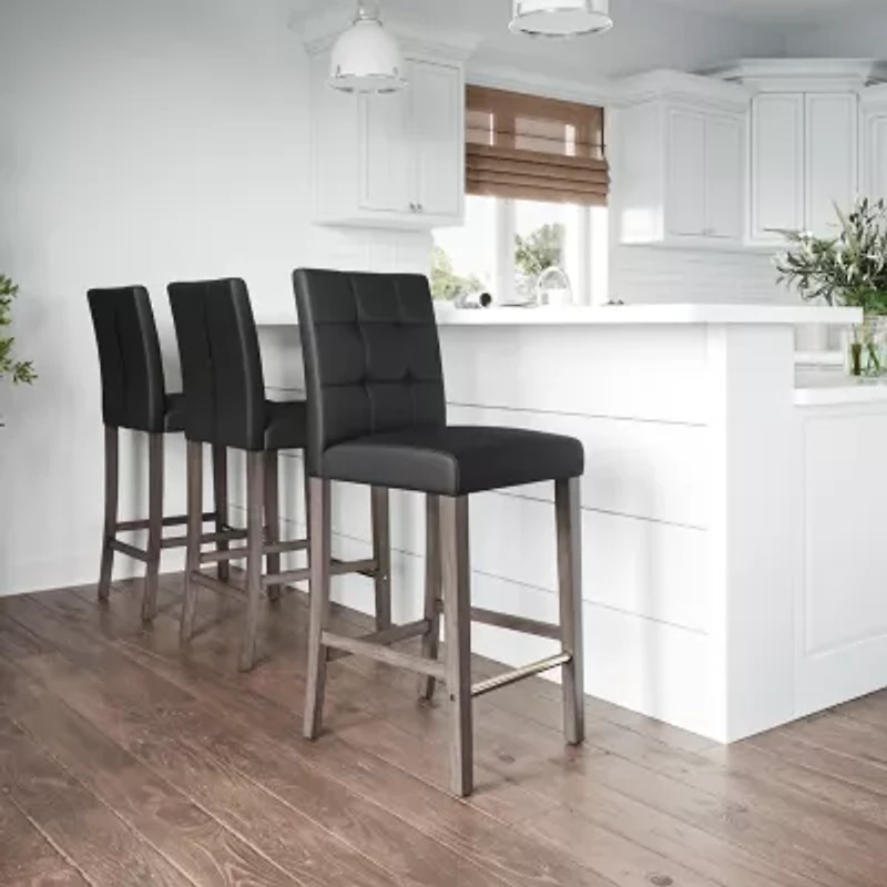 Corliving Leila Upholstered Tufted Bar Stool