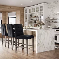 Corliving Leila Counter Height Upholstered Tufted Bar Stool