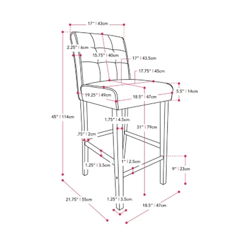 Corliving Leila Upholstered Tufted Bar Stool
