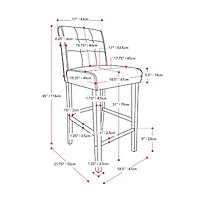 Corliving Leila Upholstered Tufted Bar Stool