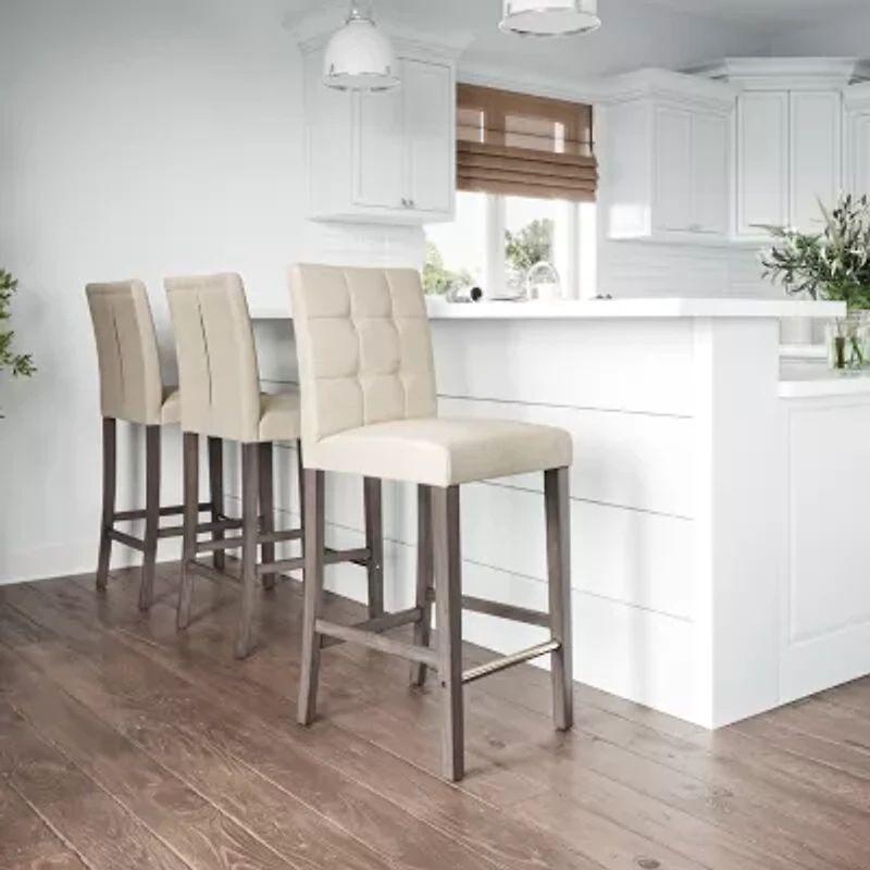 Corliving Leila Upholstered Tufted Bar Stool