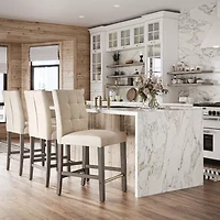 Corliving Leila Counter Height Upholstered Tufted Bar Stool
