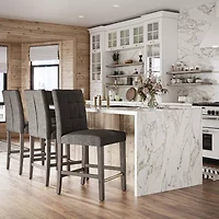 Corliving Leila Counter Height Upholstered Tufted Bar Stool