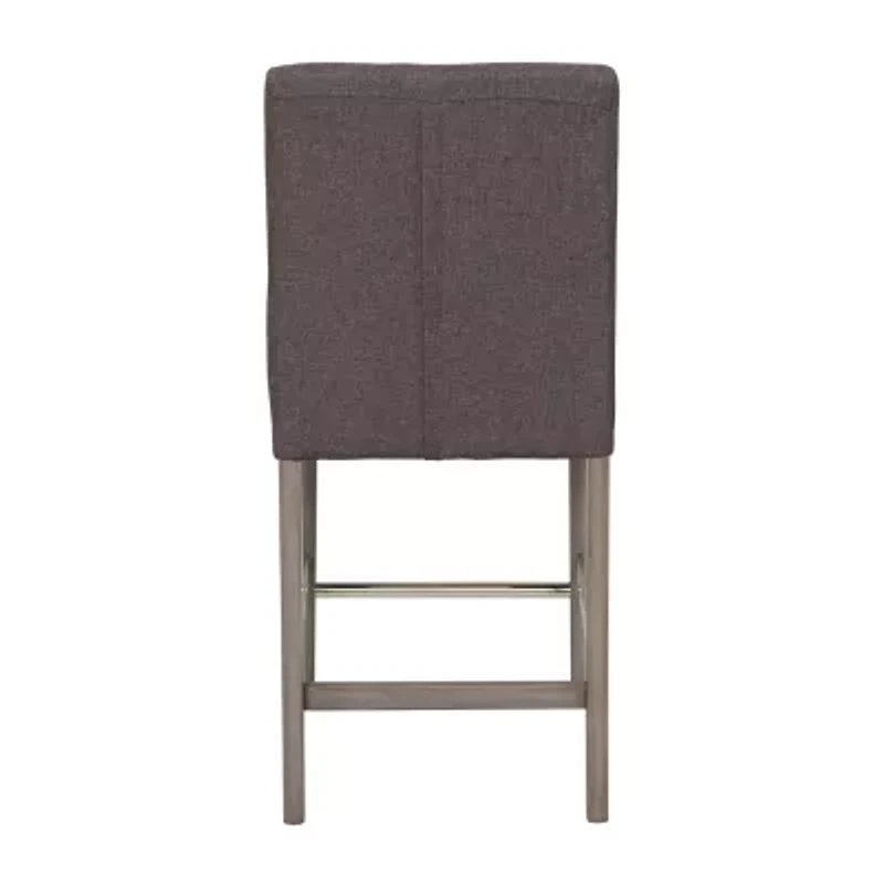 Corliving Leila Counter Height Upholstered Tufted Bar Stool