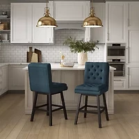 Corliving Boston Dining Collection 2-pc. Upholstered Tufted Bar Stool