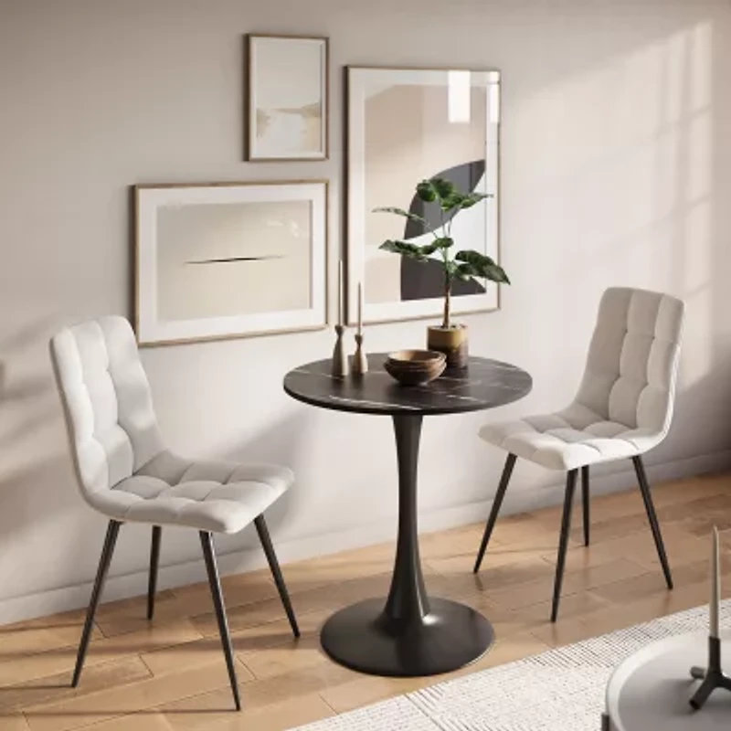 Corliving Ivo Round Wood-Top Dining Table