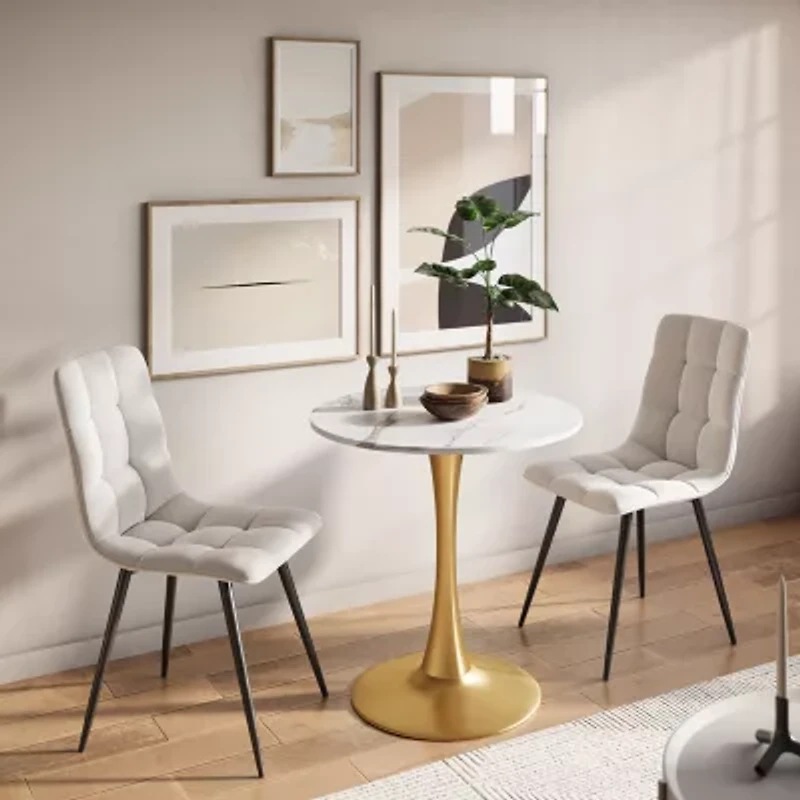 Corliving Ivo Round Wood-Top Dining Table