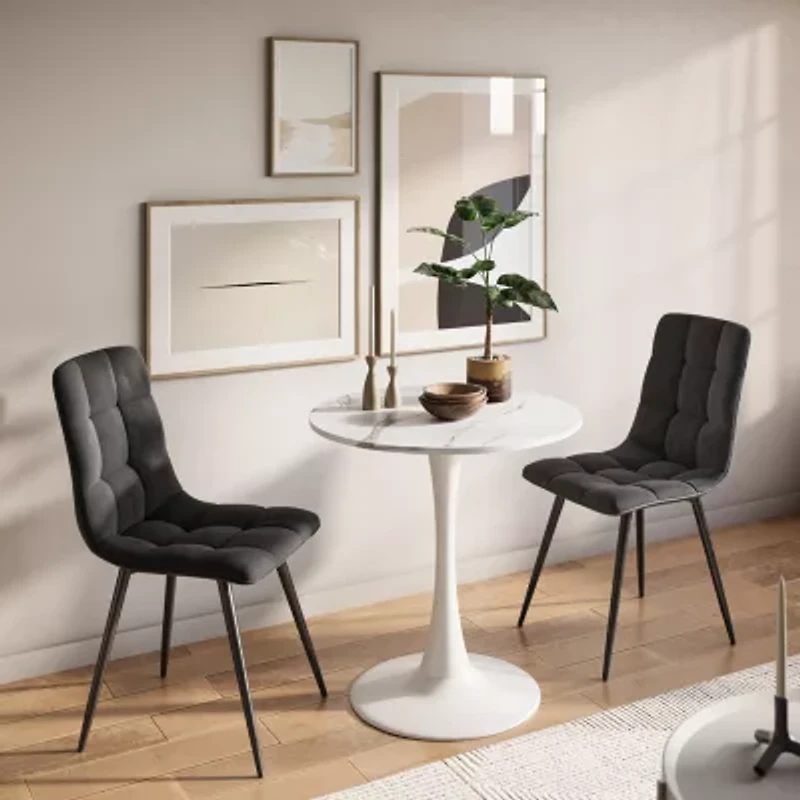 Corliving Ivo Round Wood-Top Dining Table