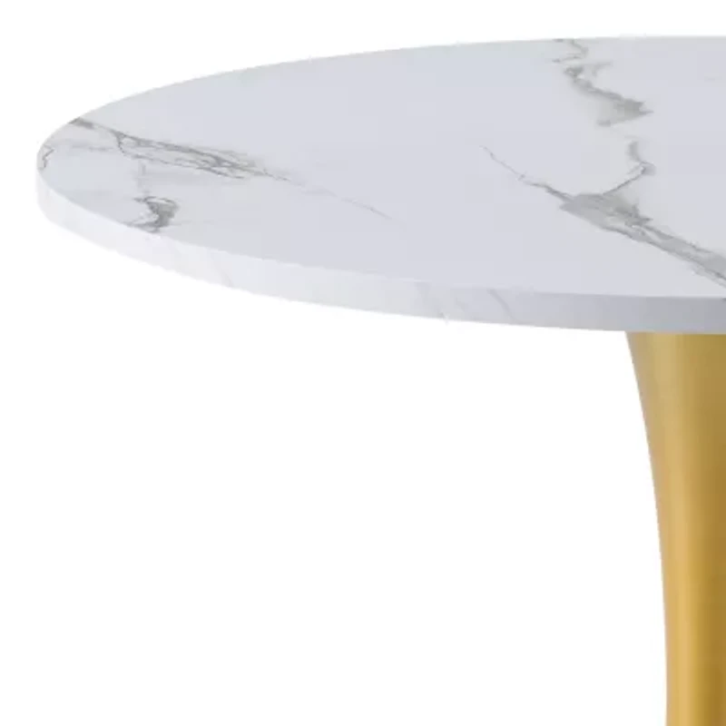 Corliving Ivo Round Wood-Top Dining Table