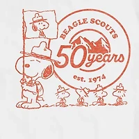 Mens Short Sleeve Beagle Scouts 50 Years Peanuts Graphic T-Shirt