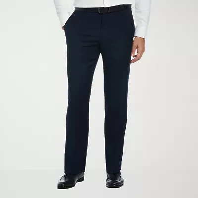Savane Premium Stretch Expandable Waist Mens Straight Fit Dress Flat Front Pant