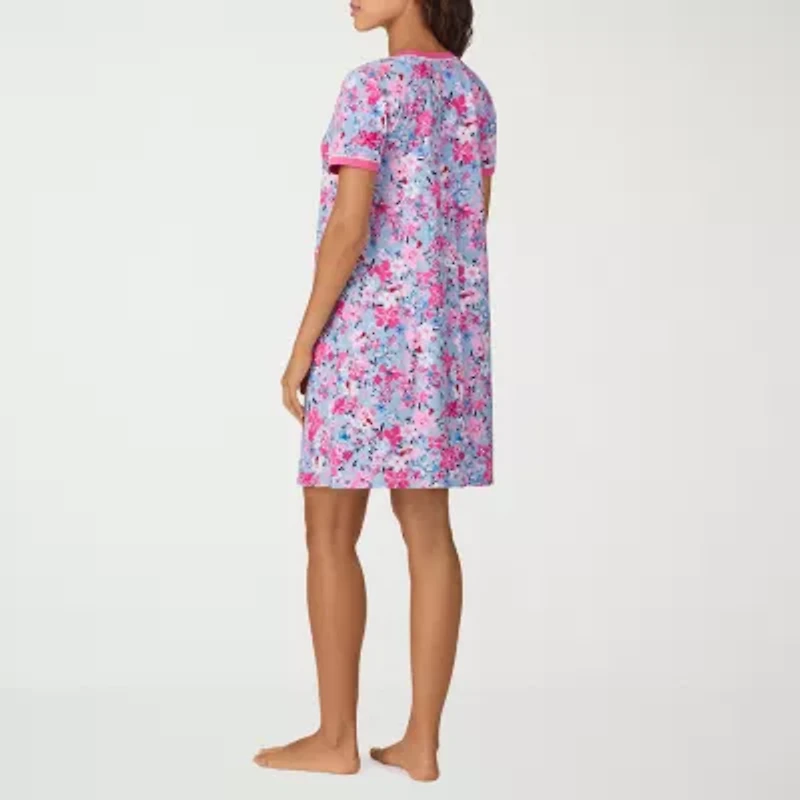 Cuddl Duds Womens V Neck Short Sleeve Nightshirt