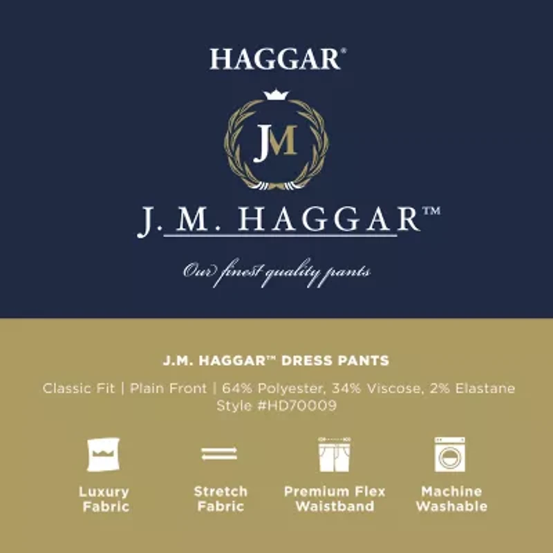 Haggar JMH Mens Comfort Waistband Straight Fit Dress Flat Front Pant