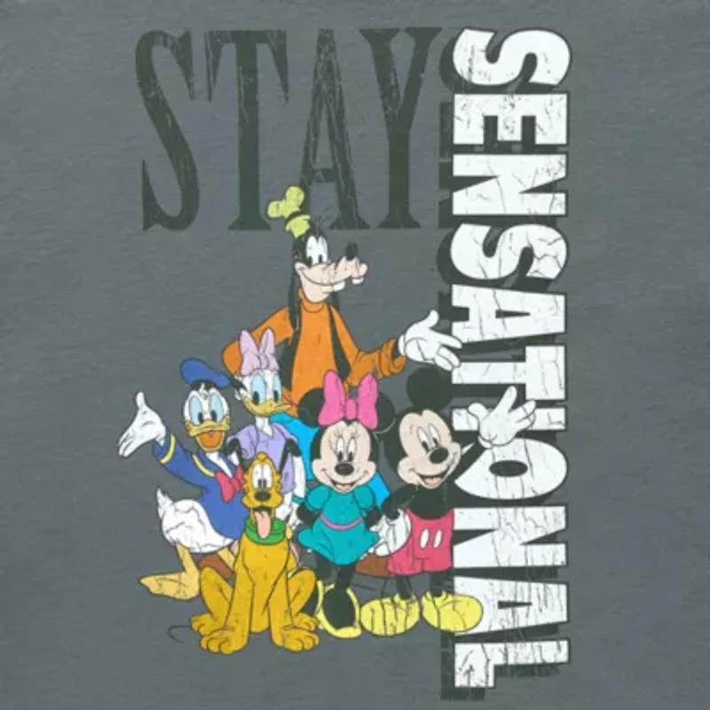 Oversized Tee Womens Crew Neck Short Sleeve Oversized Mickey and Friends Juniors Graphic T-Shirt