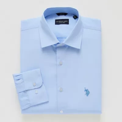 U.S. Polo Assn. Mens Slim Fit Stretch Fabric Long Sleeve Dress Shirt