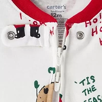 Carter's Family Matching Santa Baby Unisex Rib Round Neck Long Sleeve One Piece Pajama