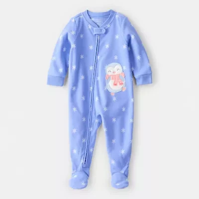 Carter's Baby Girls Footed Fleece Round Neck Long Sleeve One Piece Pajama